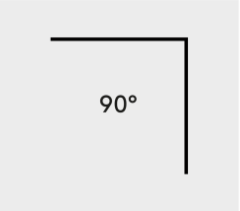 Illustration av ett hörn, 90 grader.